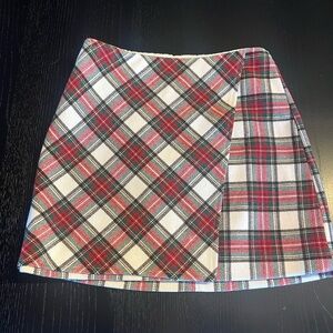 Hollister Red and White Plaid Mini Skirt